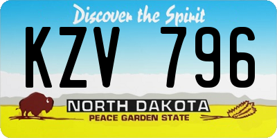 ND license plate KZV796