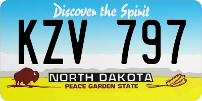 ND license plate KZV797