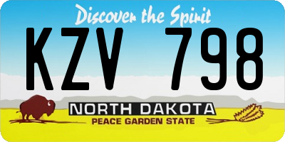 ND license plate KZV798