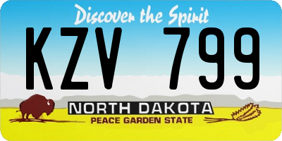 ND license plate KZV799