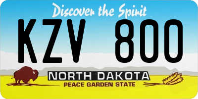 ND license plate KZV800