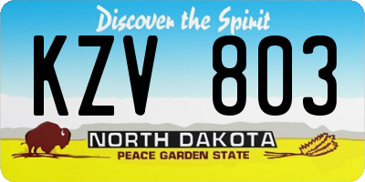 ND license plate KZV803