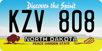 ND license plate KZV808