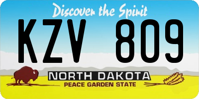 ND license plate KZV809