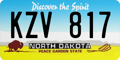ND license plate KZV817