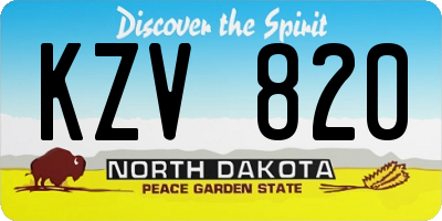 ND license plate KZV820