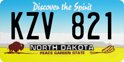 ND license plate KZV821