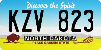 ND license plate KZV823