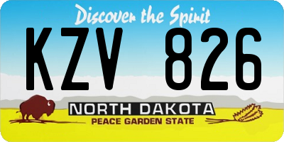 ND license plate KZV826