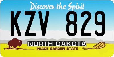 ND license plate KZV829