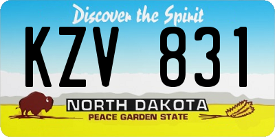 ND license plate KZV831