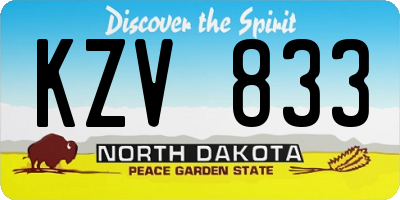 ND license plate KZV833