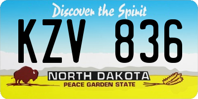 ND license plate KZV836