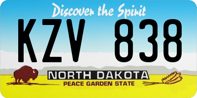 ND license plate KZV838