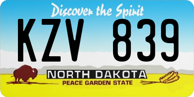 ND license plate KZV839