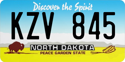 ND license plate KZV845