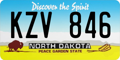 ND license plate KZV846