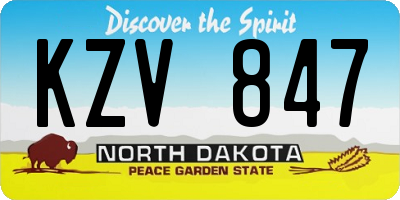 ND license plate KZV847