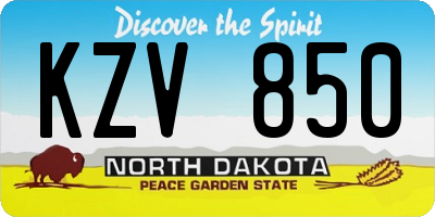 ND license plate KZV850