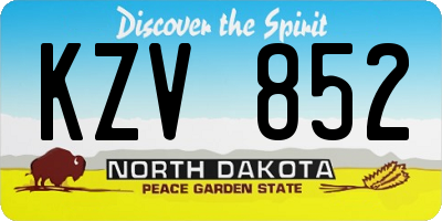 ND license plate KZV852