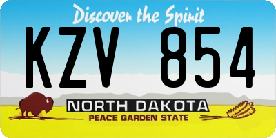 ND license plate KZV854