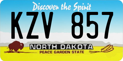 ND license plate KZV857