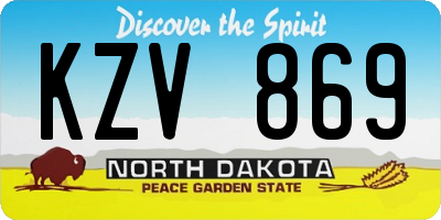 ND license plate KZV869