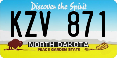 ND license plate KZV871