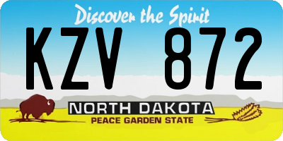 ND license plate KZV872