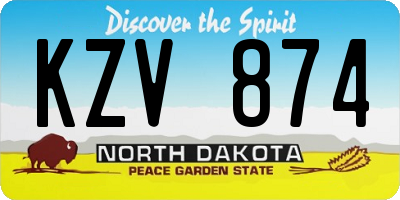 ND license plate KZV874