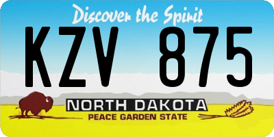 ND license plate KZV875