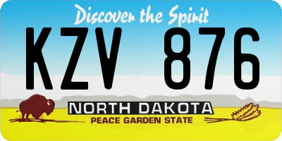 ND license plate KZV876