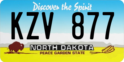 ND license plate KZV877
