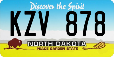 ND license plate KZV878