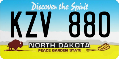 ND license plate KZV880