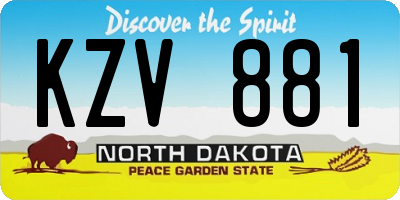 ND license plate KZV881