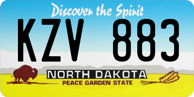 ND license plate KZV883