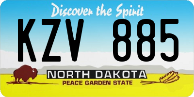 ND license plate KZV885