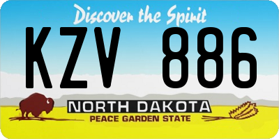 ND license plate KZV886