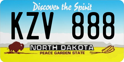 ND license plate KZV888