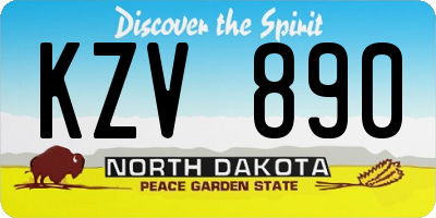 ND license plate KZV890