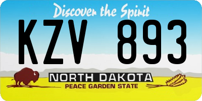 ND license plate KZV893