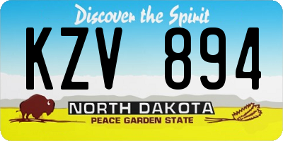 ND license plate KZV894