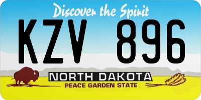 ND license plate KZV896