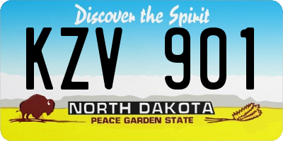 ND license plate KZV901