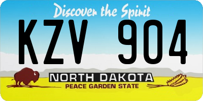 ND license plate KZV904