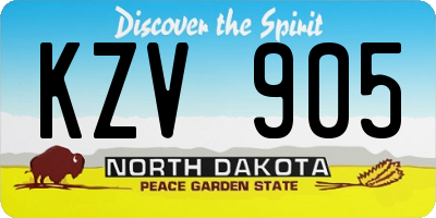 ND license plate KZV905