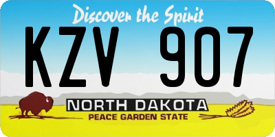 ND license plate KZV907