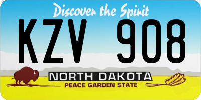 ND license plate KZV908