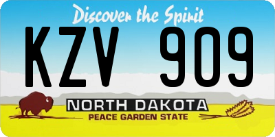 ND license plate KZV909